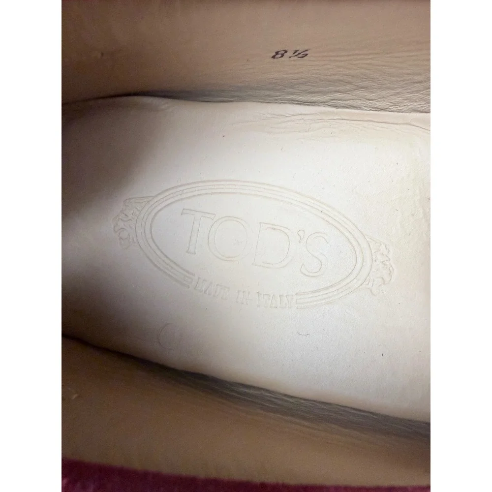 Tods Gommino Driving Shoes Red Suede Leather Loafers Made In Italy Mens 8.5 EUC
